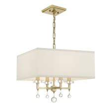 Paxton 4 Light 16" Wide Pendant with Silk Shade and Clear Glass Accents