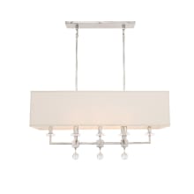 Paxton 8 Light 38" Wide Linear Chandelier with Silk Shade and Clear Glass Accents