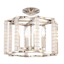 Carson 4 Light 16" Wide Semi-Flush Drum Ceiling Fixture with Clear Crystal Accents