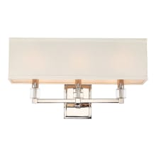 Dixon 3 Light 21" Wide Bathroom Vanity Light with Silk Shade and Clear Crystal Accents