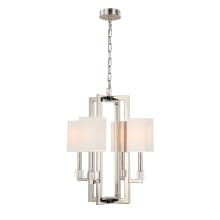 Dixon 4 Light 19" Wide Crystal Pendant with Silk Shade and Clear Crystal Accents