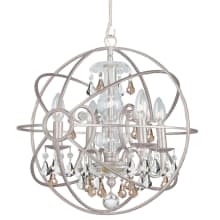 Solaris 4 Light 17" Wide Crystal Pendant with Clear and Gold Hand Cut Crystal Accents