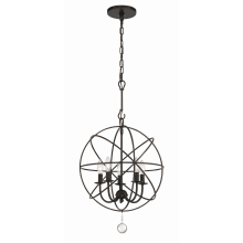 Solaris 5 Light 17" Wide Cage Pendant with Clear Glass Accents