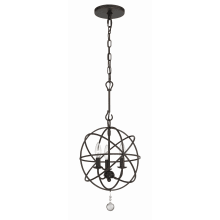 Solaris 3 Light 13" Wide Cage Pendant with Clear Glass Accents