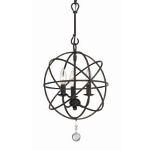 Solaris 3 Light 13" Wide Cage Pendant with Clear Glass Accents