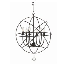 Solaris 6 Light 23" Wide Taper Candle Globe Chandelier with Clear Glass Accents