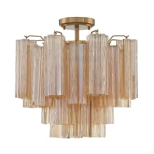 Addis 4 Light 18" Wide Semi-Flush Waterfall Ceiling Fixture with Amber Glass Shades