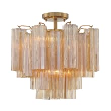 Addis 4 Light 18" Wide Semi-Flush Waterfall Ceiling Fixture with Amber Glass Shades