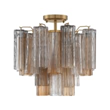 Addis 4 Light 18" Wide Semi-Flush Waterfall Ceiling Fixture with Autumn Glass Shades