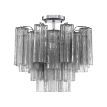 Addis 4 Light 18" Wide Semi-Flush Waterfall Ceiling Fixture with Smoke Glass Shades