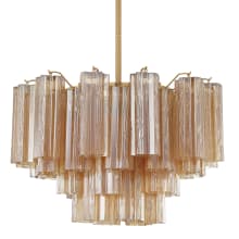 Addis 9 Light 22" Wide Waterfall Chandelier with Amber Glass Shades