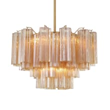 Addis 9 Light 22" Wide Waterfall Chandelier with Amber Glass Shades