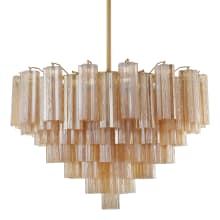 Addis 16 Light 32" Wide Waterfall Chandelier with Amber Glass Shades