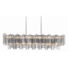 Addis 14 Light 52" Wide Crystal Linear Chandelier with Smoke Crystal Shades