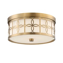 Anniversary 2 Light 14" Wide Flush Mount Drum Ceiling Fixture with Frosted Glass Shade