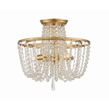 Arcadia 3 Light 15" Wide Semi-Flush Bowl Ceiling Fixture with Hand Cut Crystal Accents