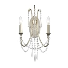 Arcadia 2 Light 21" Tall Wall Sconce with Hand Cut Crystal Accents