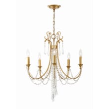 Arcadia 5 Light 24" Wide Crystal Candle Style Chandelier with Hand Cut Crystal Accents