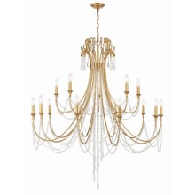 Arcadia 15 Light 46" Wide Crystal Candle Style Chandelier with Hand Cut Crystal Accents