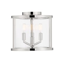 Devon 3 Light 12" Wide Flush Mount Drum Ceiling Fixture with Clear Glass Shade