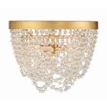 Fiona 3 Light 14" Wide Flush Mount Bowl Ceiling Fixture with Clear Glass Beads