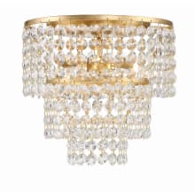 Gabrielle 3 Light 14" Wide Flush Mount Waterfall Ceiling Fixture with Faceted Hand Cut Crystal Accents