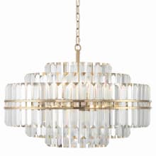 Hayes 16 Light 28" Wide Crystal Waterfall Chandelier with a Crystal Shade