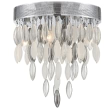 Hudson 4 Light 16" Wide Flush Mount Waterfall Ceiling Fixture with Frosted, Silver, and Clear Glass Accents