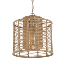 Jayna 13" Wide Cage Pendant with Jute Shade