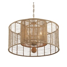 Jayna 4 Light 25" Wide Drum Chandelier with Jute Shade