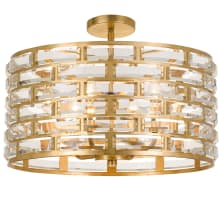 Meridian 6 Light 20" Wide Semi-Flush Drum Ceiling Fixture with Clear Faceted Crystal Shade