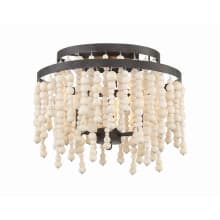 Poppy 3 Light 15" Wide Semi-Flush Waterfall Ceiling Fixture with Wood Beads