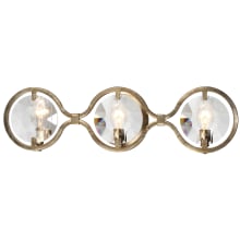 Quincy 3 Light 25" Wide Vanity Light with Clear Faceted Crystal Shades