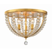 Roxy 3 Light 17" Wide Flush Mount Bowl Ceiling Fixture with Clear Glass Beads