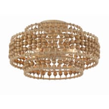 Silas 3 Light 16" Wide Semi-Flush Drum Ceiling Fixture with Wood Bead Shade