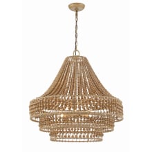 Silas 6 Light 27" Wide Beaded Empire Chandelier with Wood Bead Shade