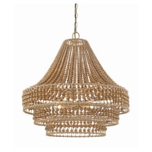 Silas 6 Light 27" Wide Beaded Empire Chandelier with Wood Bead Shade