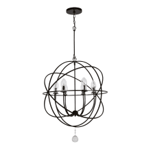 Solaris 6 Light 29" Wide Outdoor Cage Pendant with Clear Glass Shades