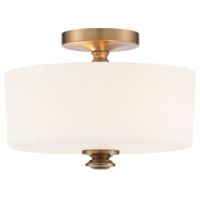 Travis 2 Light 13" Wide Semi-Flush Drum Ceiling Fixture with Frosted Glass Shade