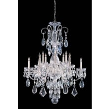 Traditional Crystal 12 Light 32" Wide Crystal Chandelier with Hand Cut Crystal Accents
