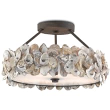 Oyster 3 Light 19" Wide Semi-Flush Ceiling Fixture with Glass and Oyster Shade