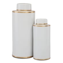 Ivory 11.5, 16.5"H x 5, 7"W Brass, Ceramic Decorative Canisters - Set of (2)