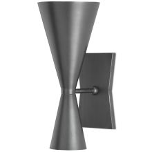 Gino 2 Light 15" Tall Double Sided Wall Sconce with Black Metal Shade