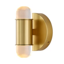 Capsule 2 Light 10" Tall LED Wall Sconce with Optic Crystal Shades - Brushed Brass