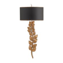 Birdwood 2 Light Wall Sconce with Satin Black/Gusso Gold Leaf Shade
