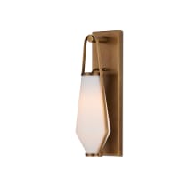 Brompton 17" Tall Antique Brass Bathroom Sconce with Frosted Glass Shade