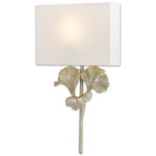 Gingko Single Light 25" Tall Ambient Wall Sconce with Off White Shantung Shade - ADA Compliant
