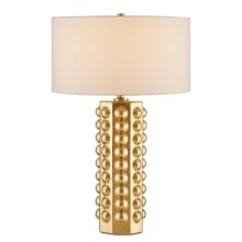 Cassandra 30" Tall Vase Table Lamp with Shantung Shade - Gold