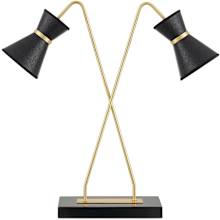 Avignon 2 Light 29" Tall Gooseneck Desk Lamp with Woven Paper Shades