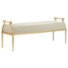 Genevieve 52" Wide Wrought Iron Framed Bench - Shimmer and Gold